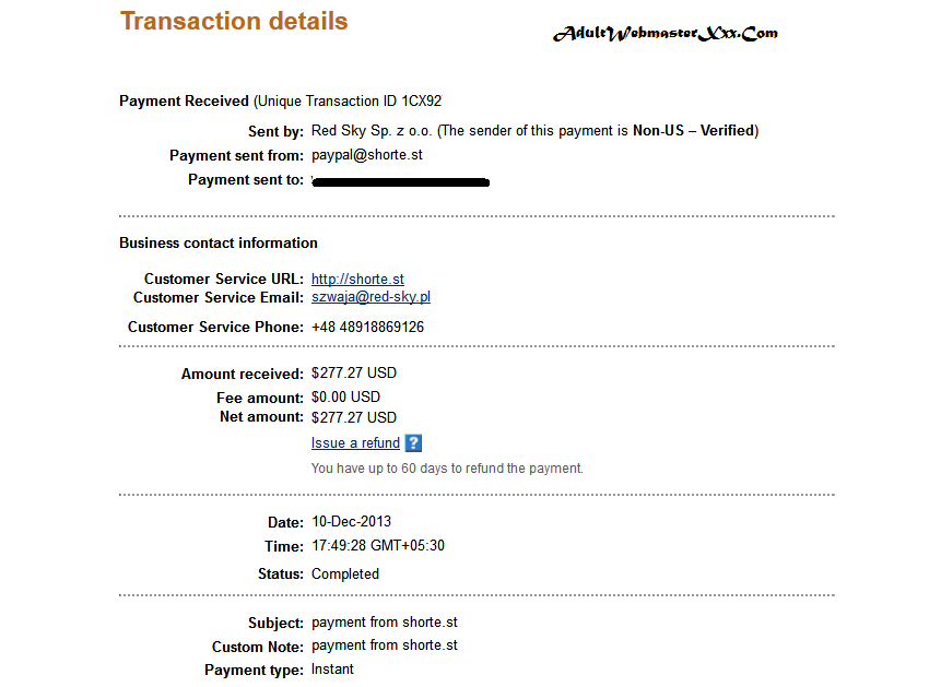 shortes payment proof december 2013